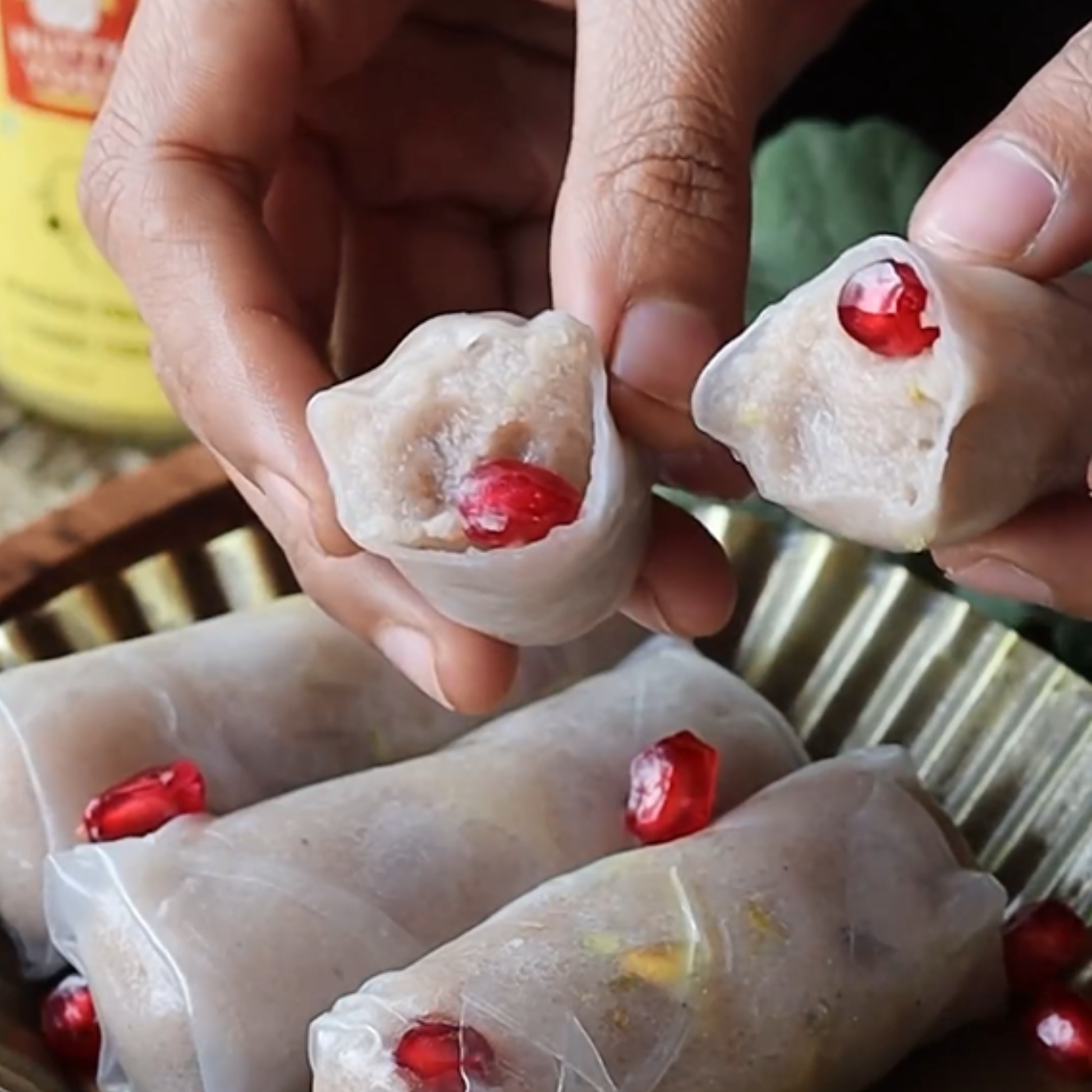 Anar(pomegranate)Halwa - Rice Rolls