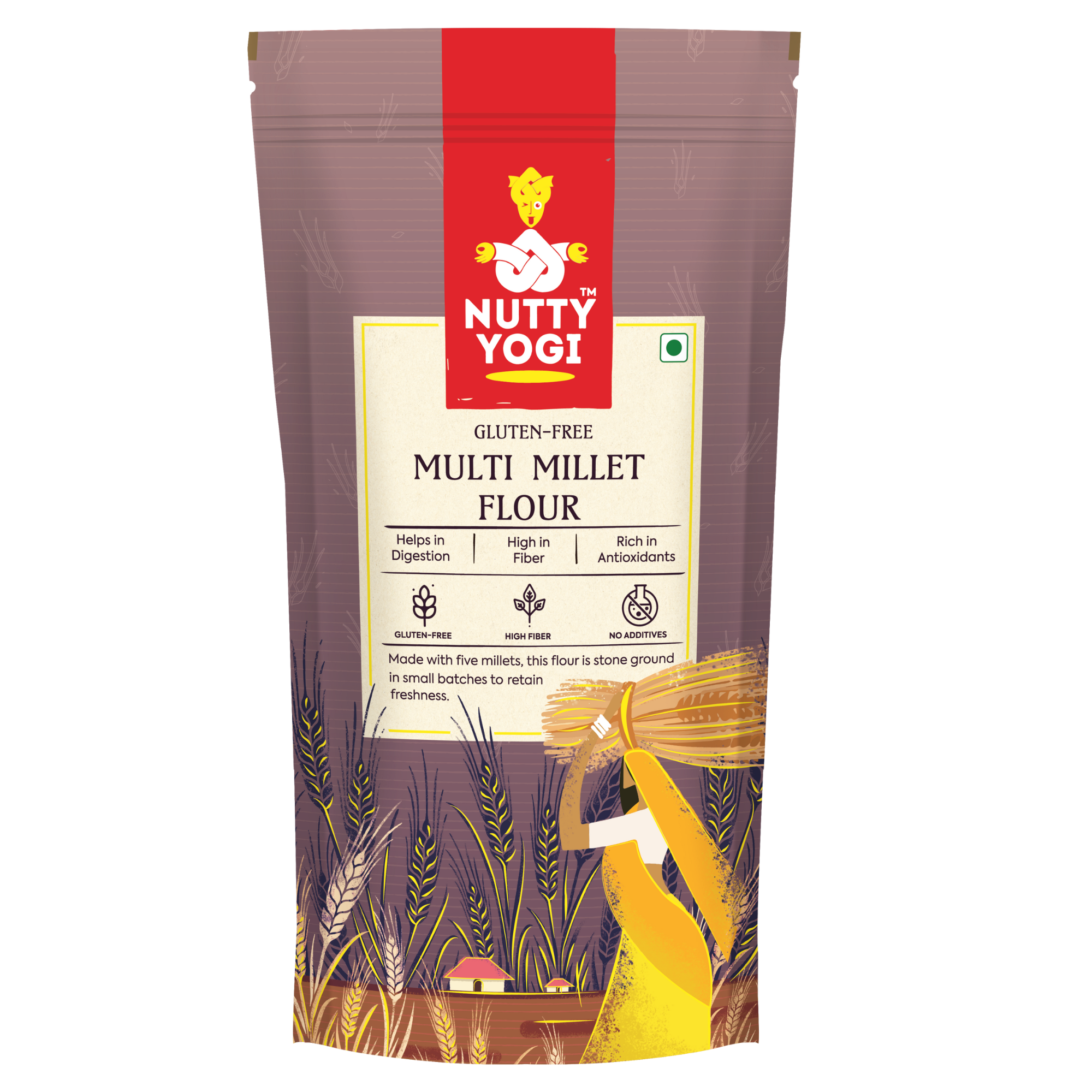 Nutty Yogi Multi Millet Flour l Gluten Free l Grain-Free, l Amaranth, Bajra, Foxtail Millet, Sorghum, Ragi l Diet Food For Weight Loss l Mix in Atta to make it Multigrain atta 400gm