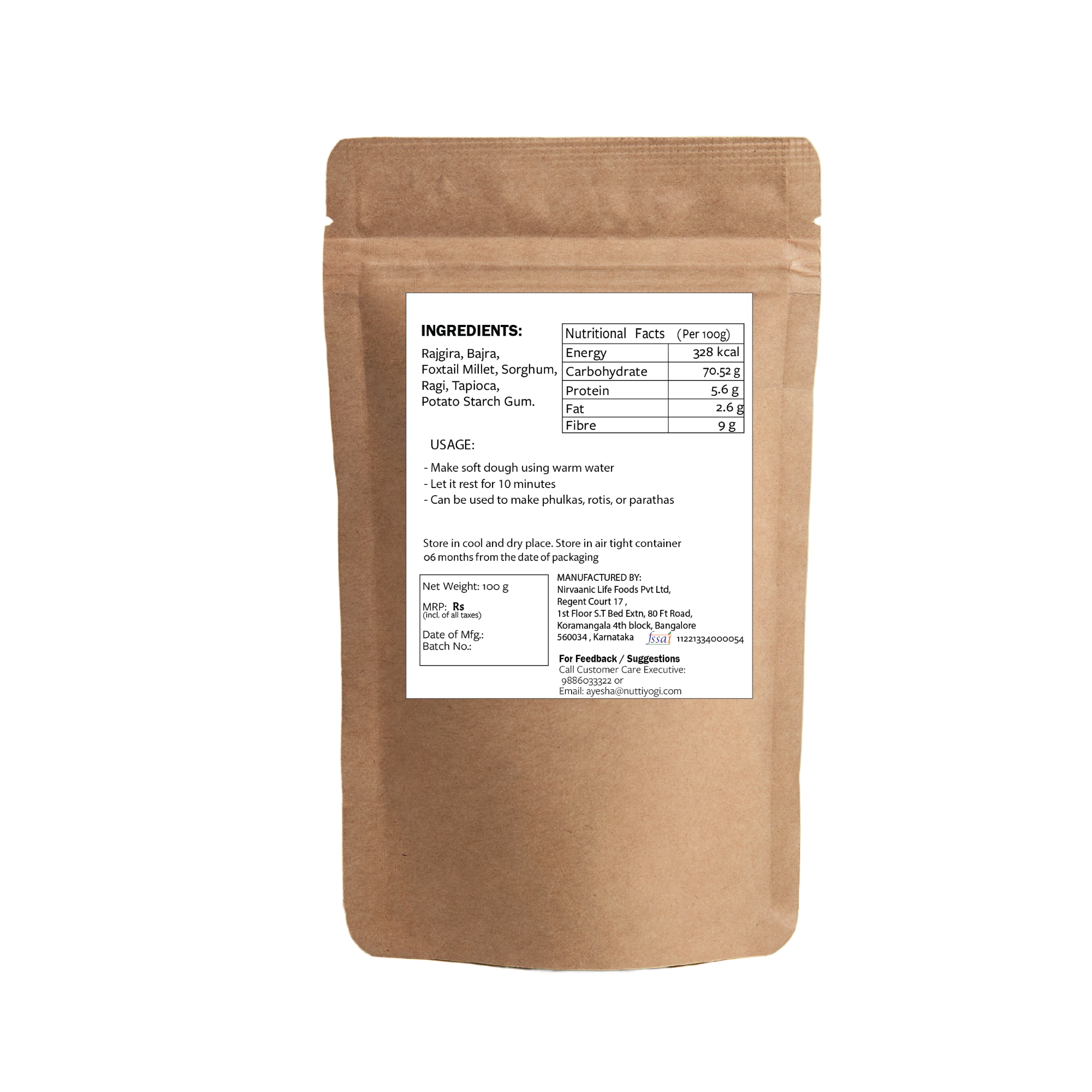 Nutty Yogi Low Sugar Atta Combo - Diafit (4 Flours x 100g each)