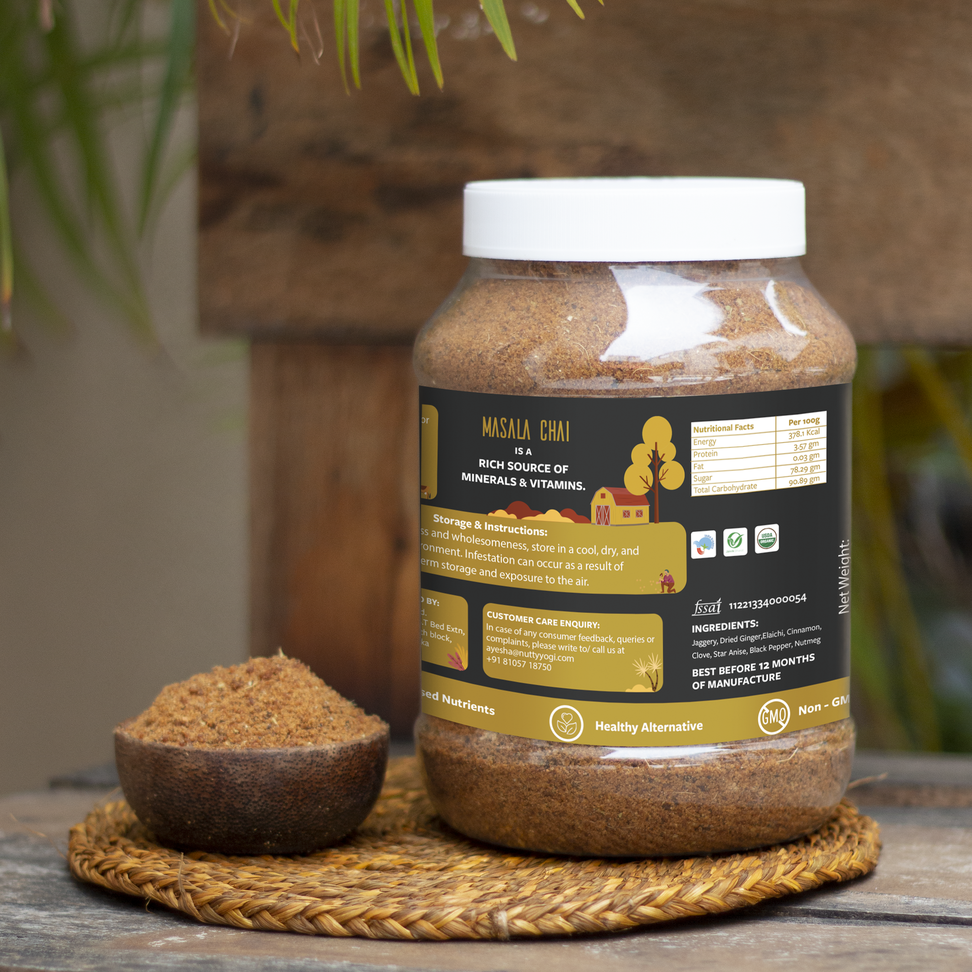 Nutty Yogi Masala Chai Gud Jar | Unique Taste | Made with Pure Indian Jaggery 1.5kg