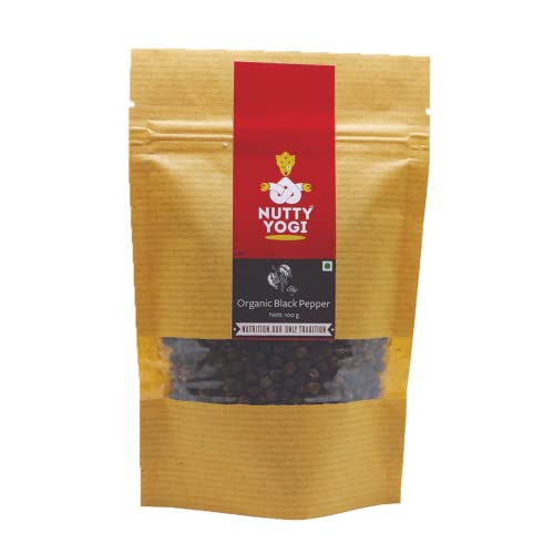 Nutty yogi organic black pepper | Indian Spices | Healthy & Natural | Kali Mirch 100g