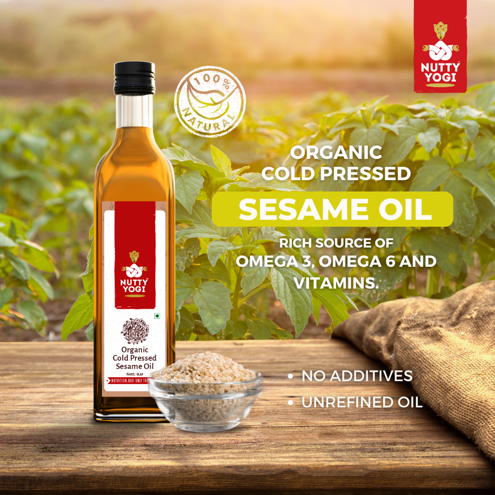Nutty yogi organic cold pressed seaseme oil | Natural cooking oil | No additives 1 L