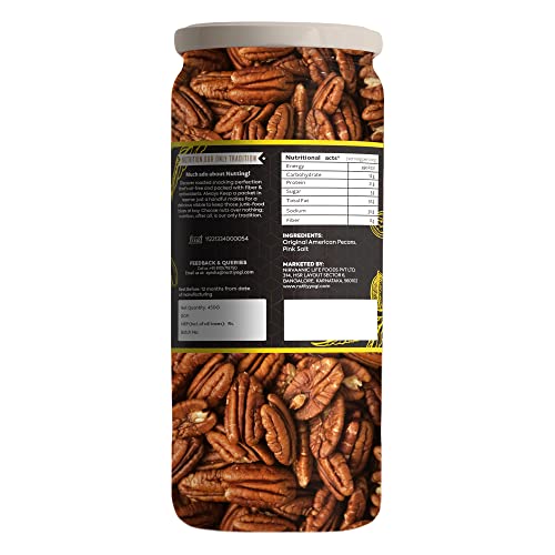 Nutty Yogi Roasted & Salted Pecans 450g | All Natural | No Preservatives | No Additives | Gluten Free | Vegan | Non GMO | Nuts Dry Fruits
