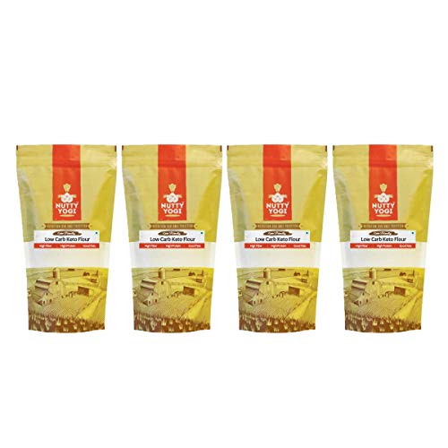 Nutty Yogi Low Carb Keto Flour Pack of Four | Keto Friendly | Gluten Free | Low Gi Baking, Indian Bread | Good for Diet | Freshly made in small batches 400x4 = 1600 Gm