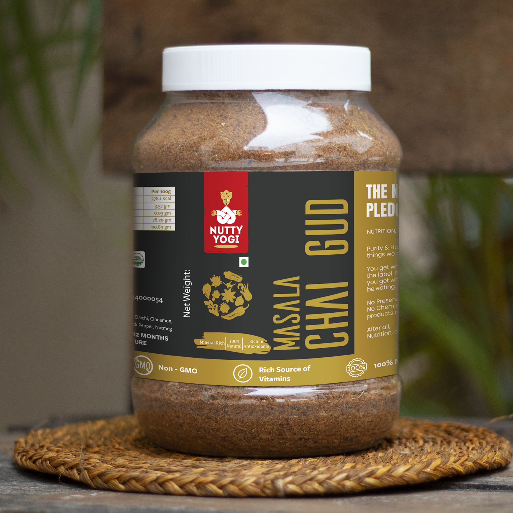 Nutty Yogi Masala Chai Gud Jar | Unique Taste | Made with Pure Indian Jaggery 1.5kg