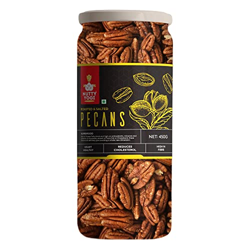 Nutty Yogi Roasted & Salted Pecans 450g | All Natural | No Preservatives | No Additives | Gluten Free | Vegan | Non GMO | Nuts Dry Fruits