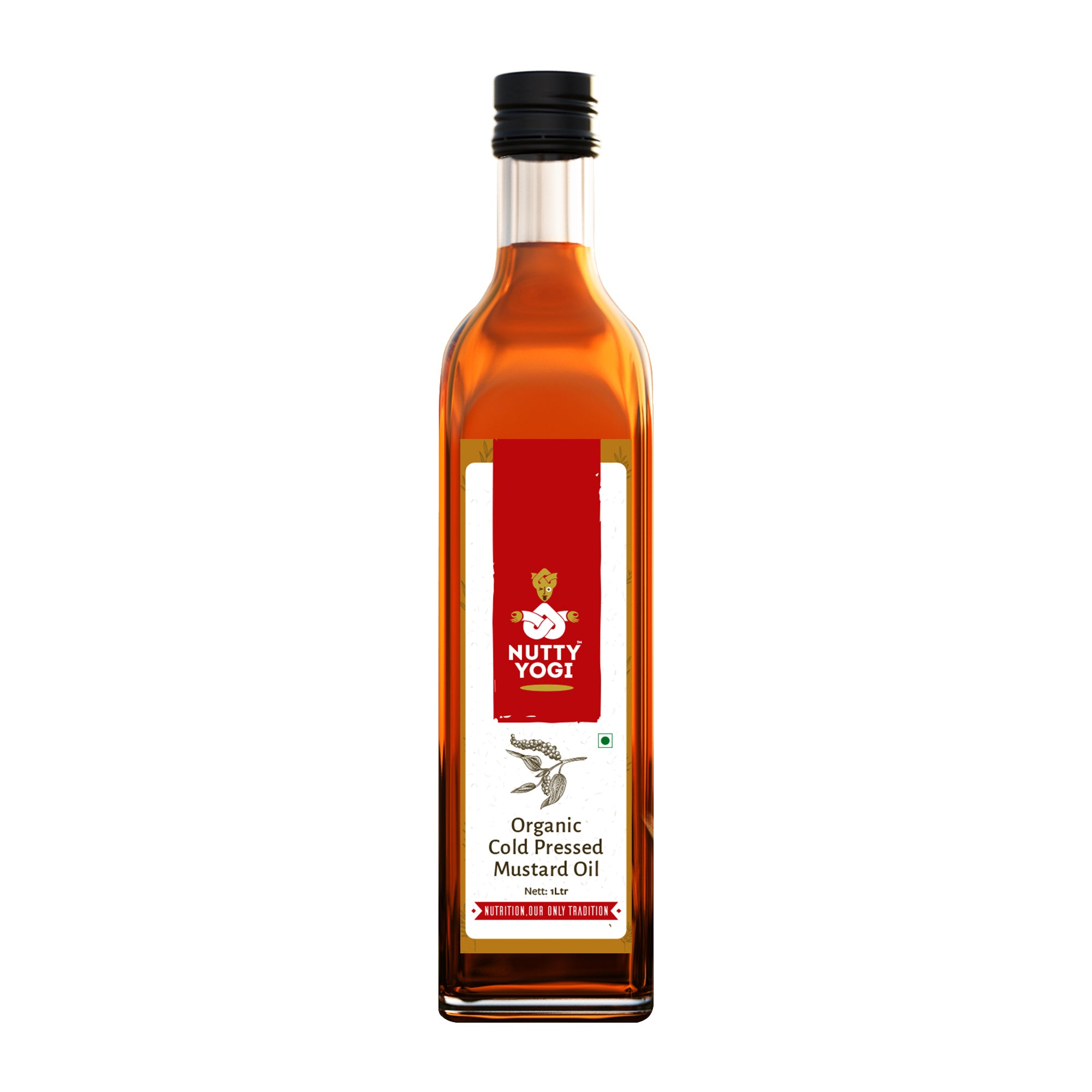 Nutty yogi organic cold pressed Mustard oil |Natural cooking oil|No additives 1 L