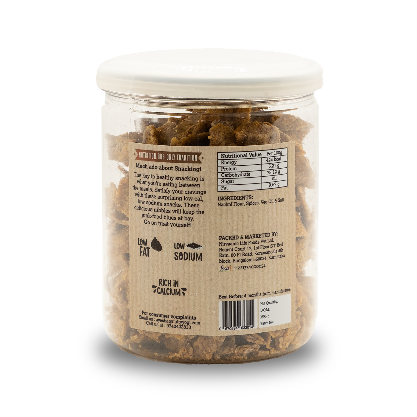 Nutty Yogi High Protien Snacks (Ragi Crispies, Cheesy Chickpea Chips, Peri Peri Quinoa Chips, Oats Chips)-400g (100 g each)