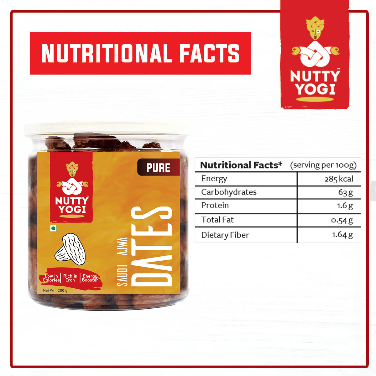 Nutty Yogi Premium Awja Dates 200 gm