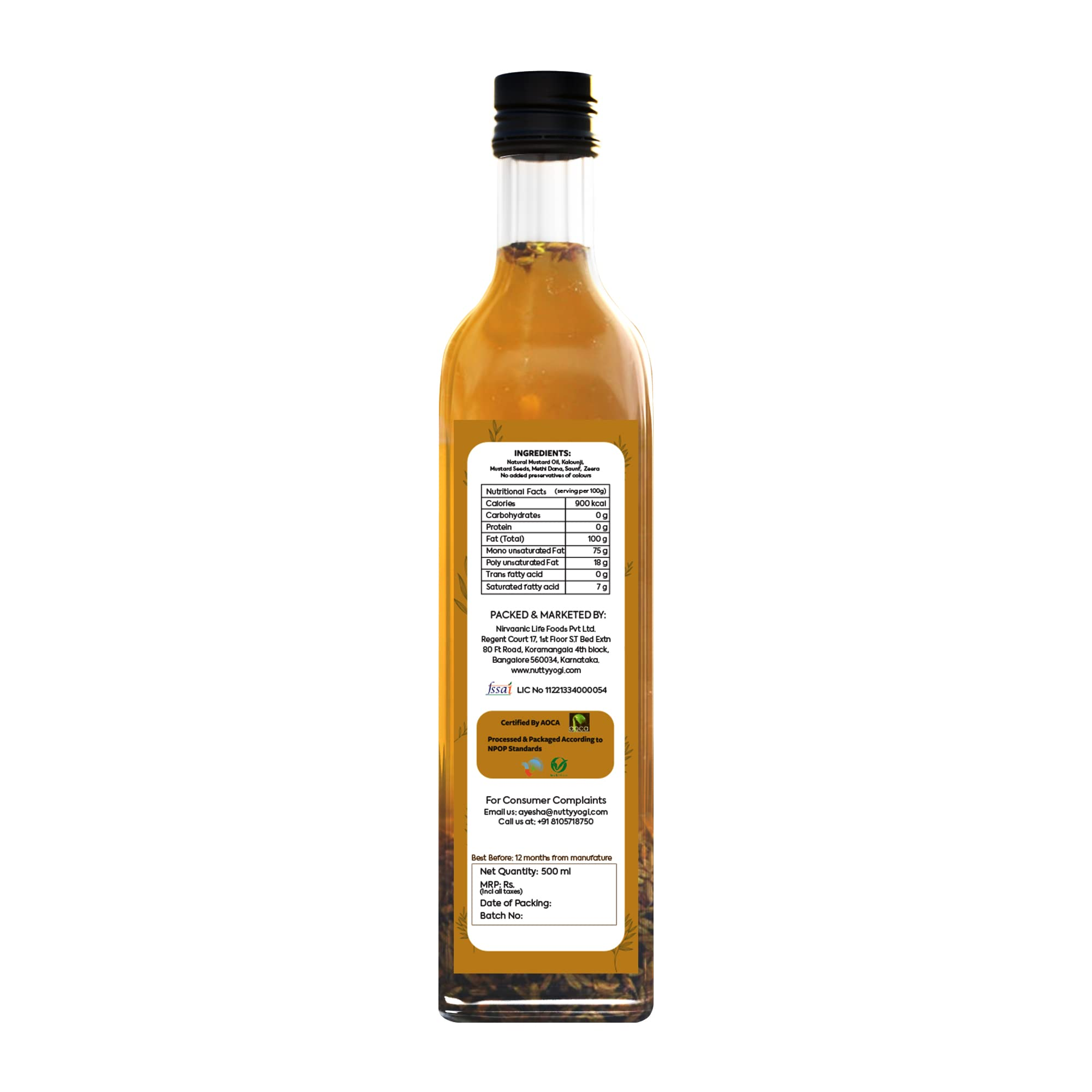 Nutty Yogi Panchphoran Infused Mustard Oil 500ml