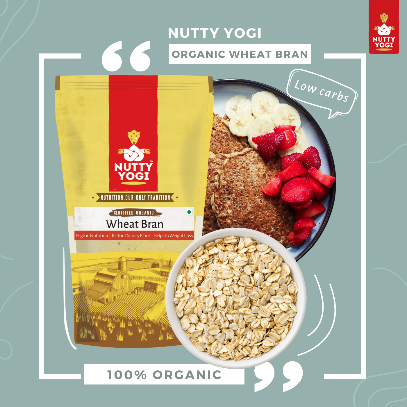 Nutty Yogi Wheat Bran | Chokar Atta, Healthy and High Fibre | Fresh from Organic Farm | Add to Atta | Good for Digestive Health 800 gm (Pack of 1)…