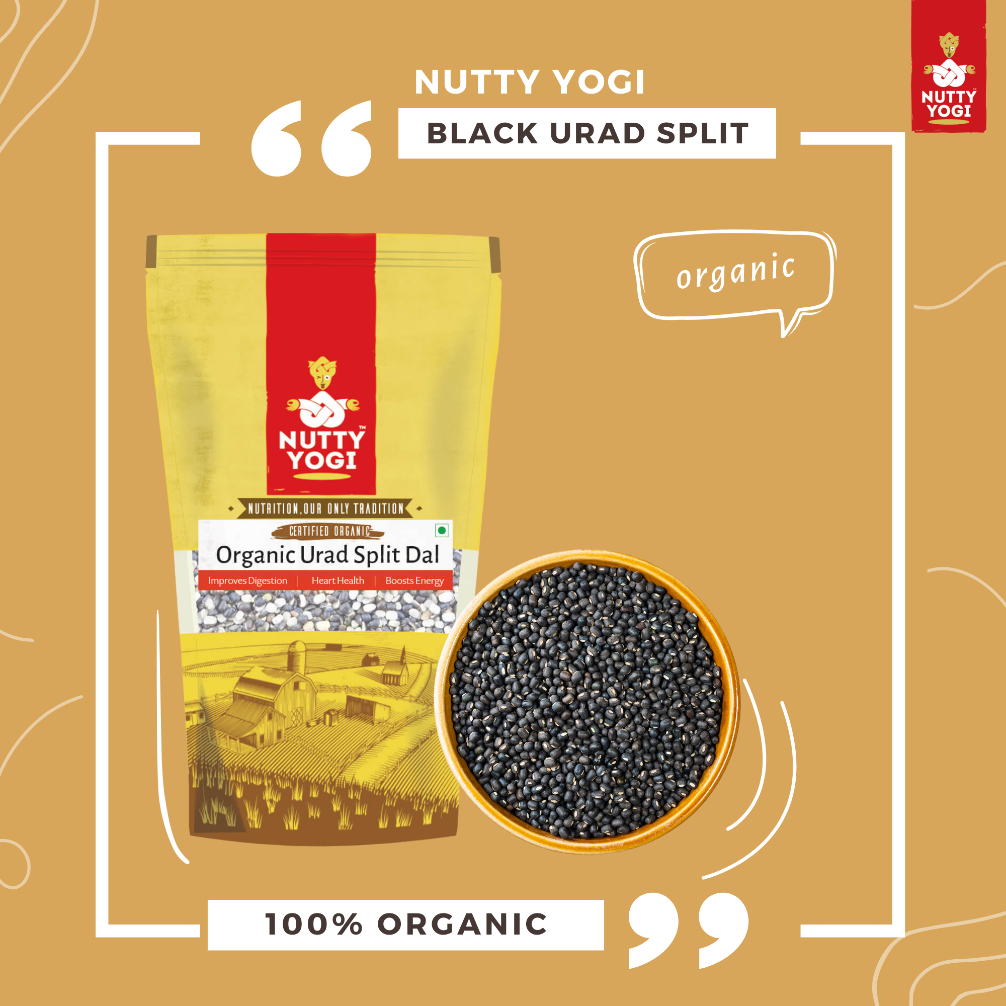 Nutty Yogi Organic Black Urad Split 500 gm