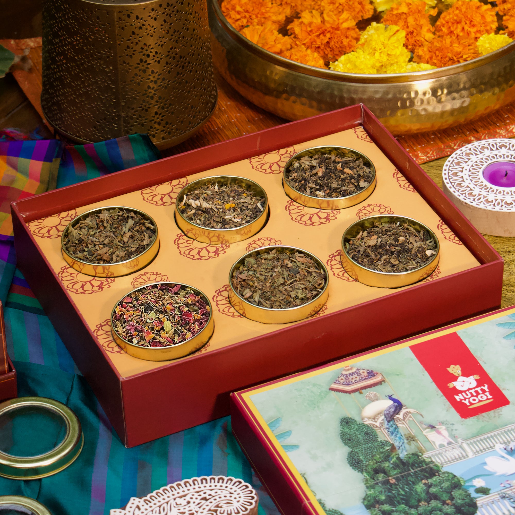 Nutty Yogi Exotic Wellness Tea Box; Gift hamper - Festival Gift Pack for Family, Friends
