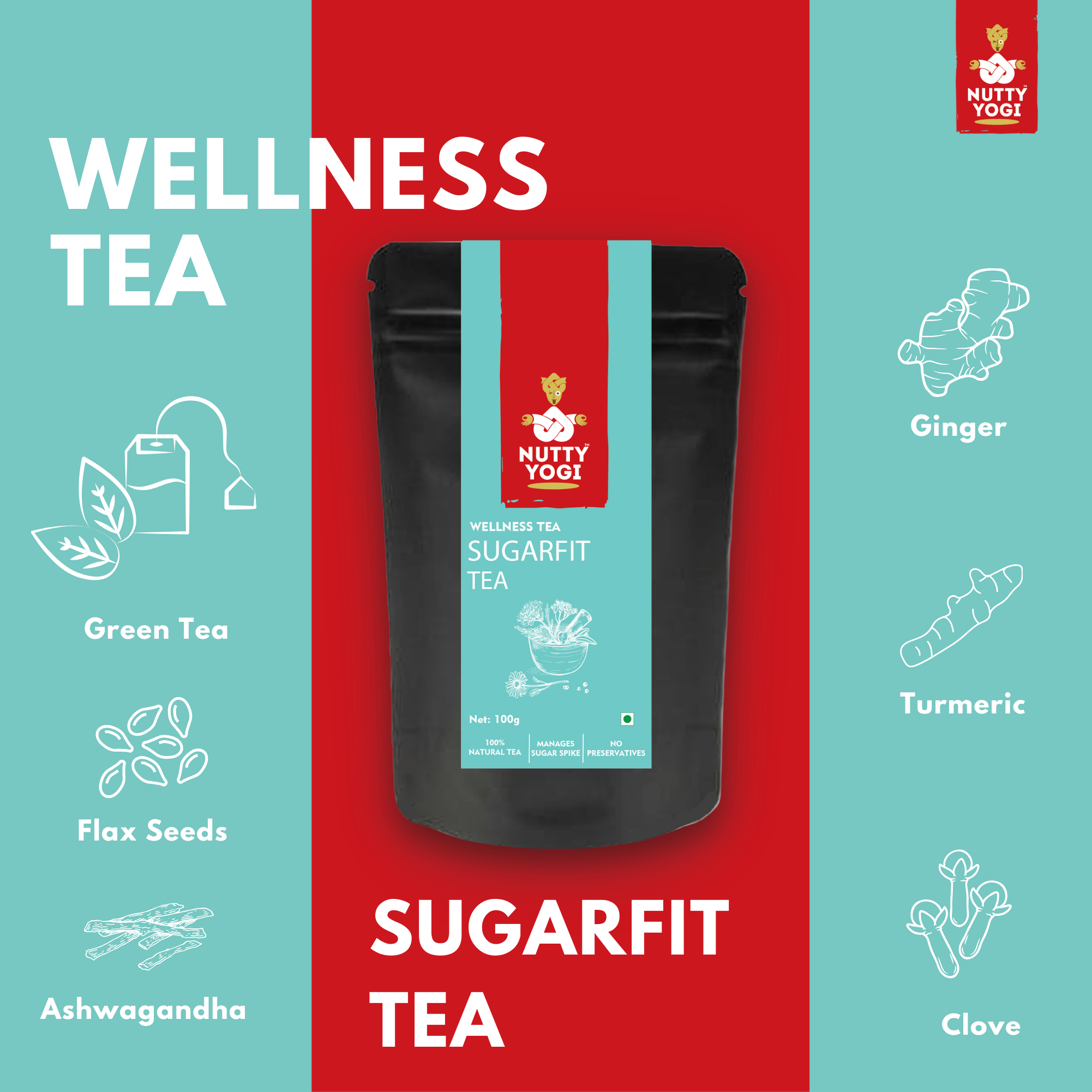 Nutty Yogi Sugarfit Tea - 50g