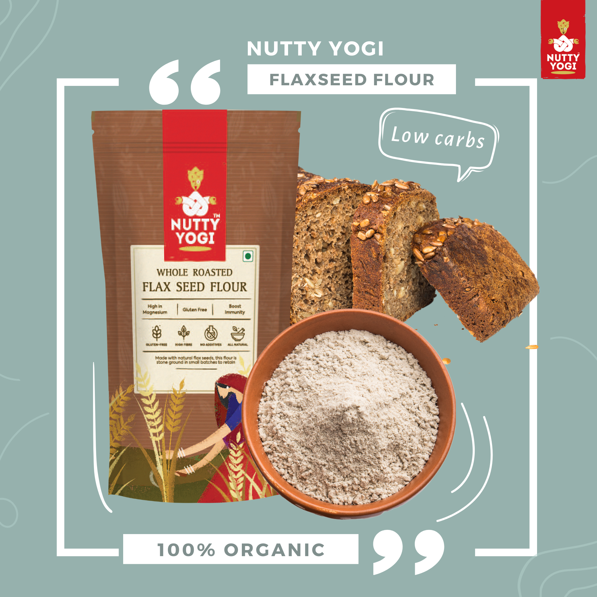 Nutty Yogi Whole Roasted Flax Seed Flour 300g