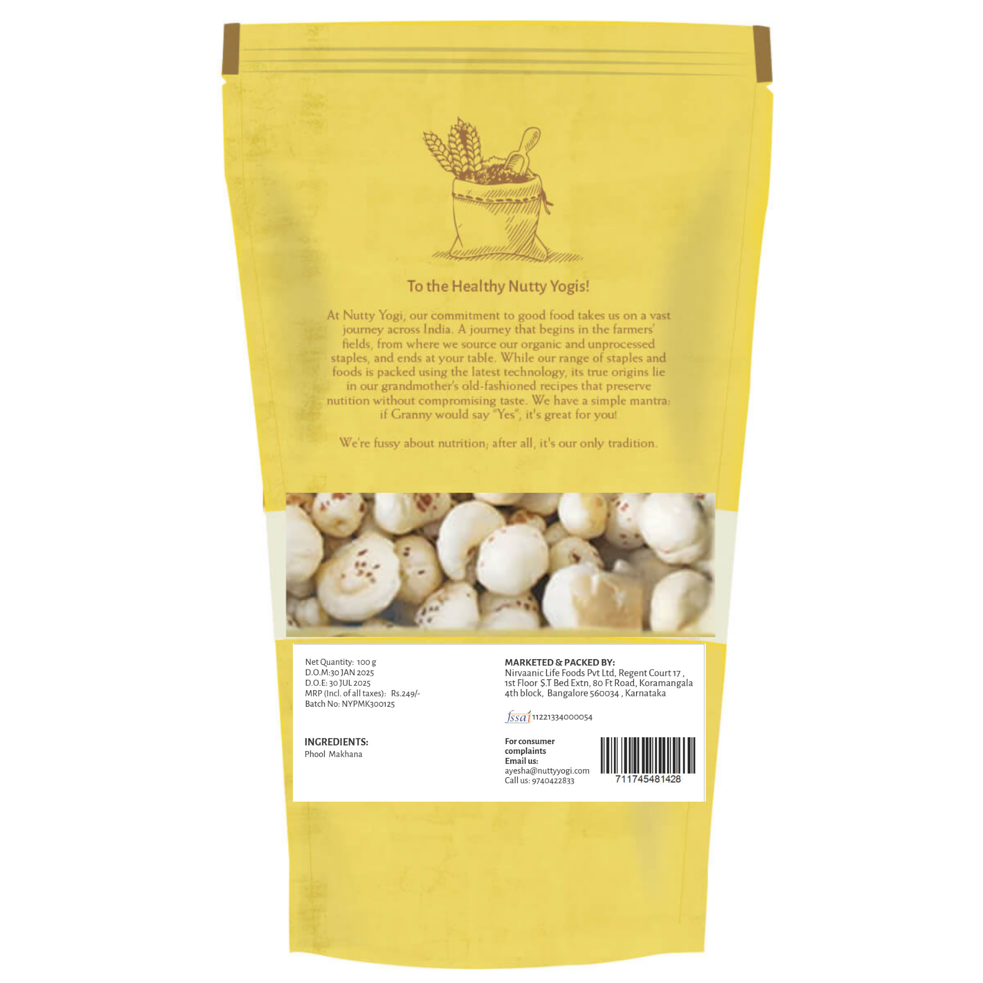 Nutty Yogi Raw Phool Makhana / Fox Nuts 100g