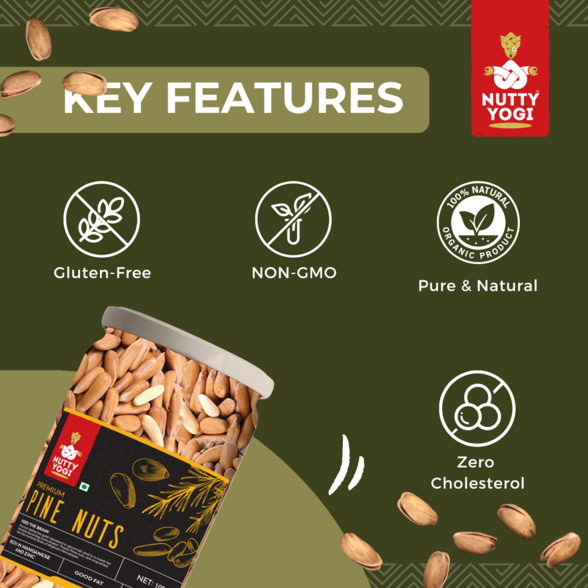 Nutty Yogi Premium Pine Nuts 100 gm (With Shell)