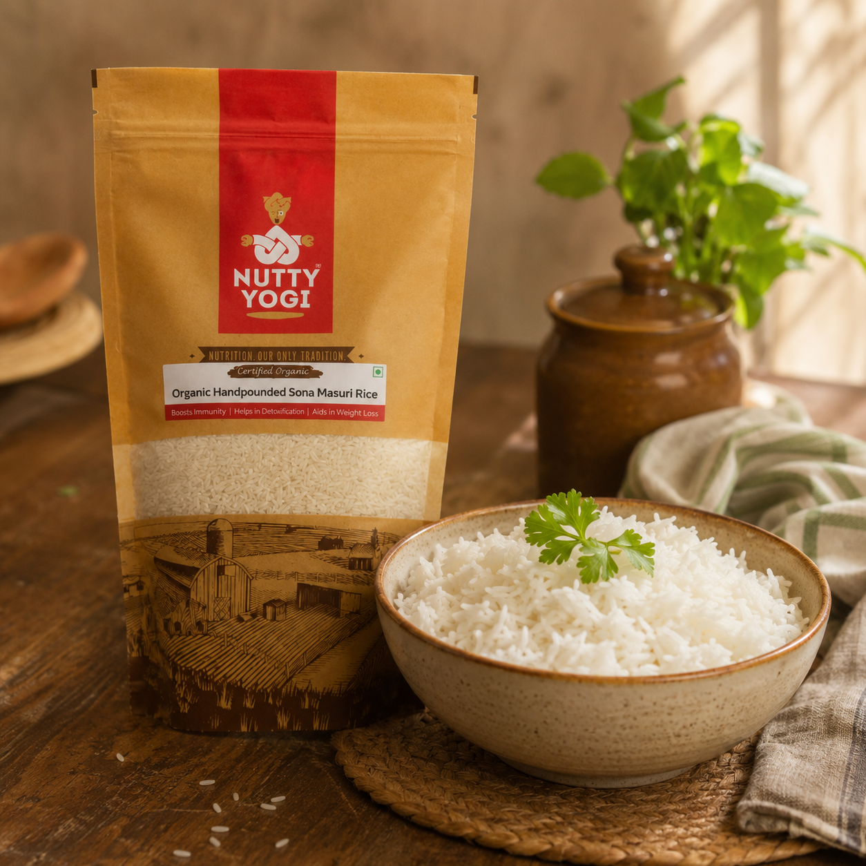 Nutty Yogi Organic Handpounded Sona Masoori Rice