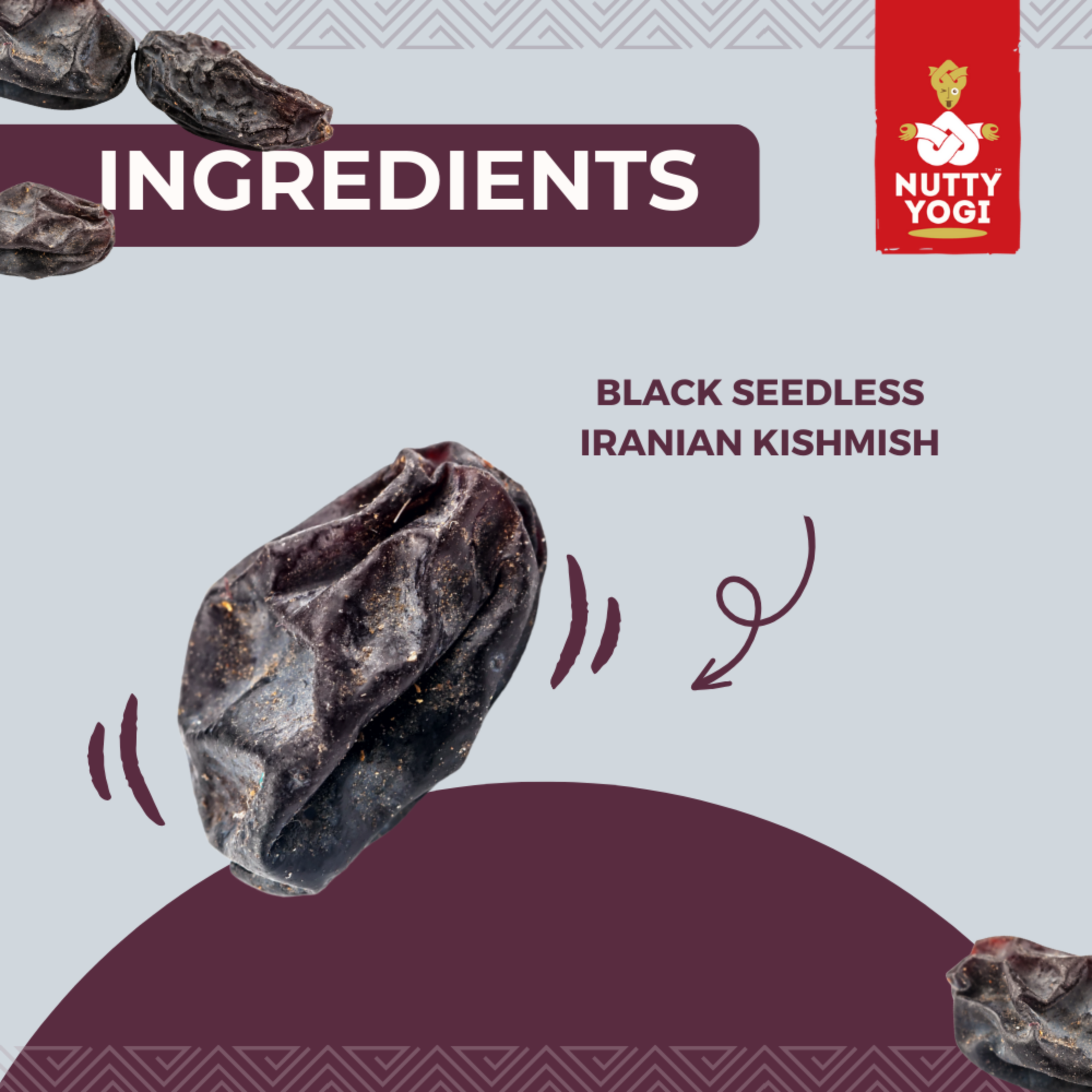 Nutty Yogi Black Persian Raisins | Seedless Kishmish | Naturally Contains Anti Oxidants - 100gm (Pack of 1)