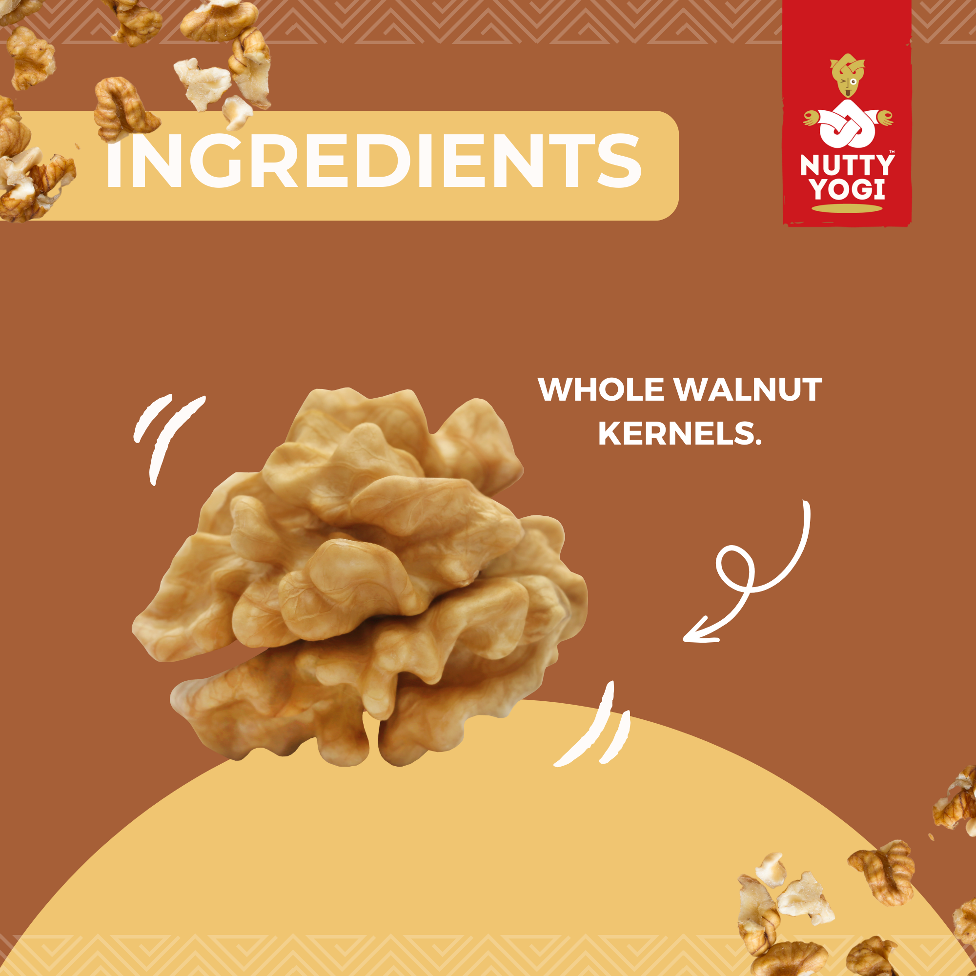 Nutty Yogi Walnuts Jar 400g| Premium Akrot Giri | Rich in Protein & Iron | Low Calorie Nut | 0g Trans Fat & Cholesterol Free