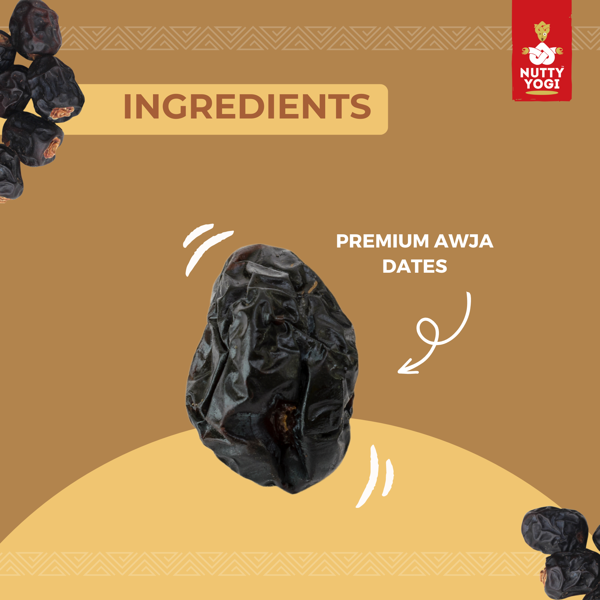 Nutty Yogi Ajwa Dates 1.2kgs Jar| Healthy & Nutritious Snack | Rich in Iron, Fibre, Immunity Booster, Protein & Vitamins |