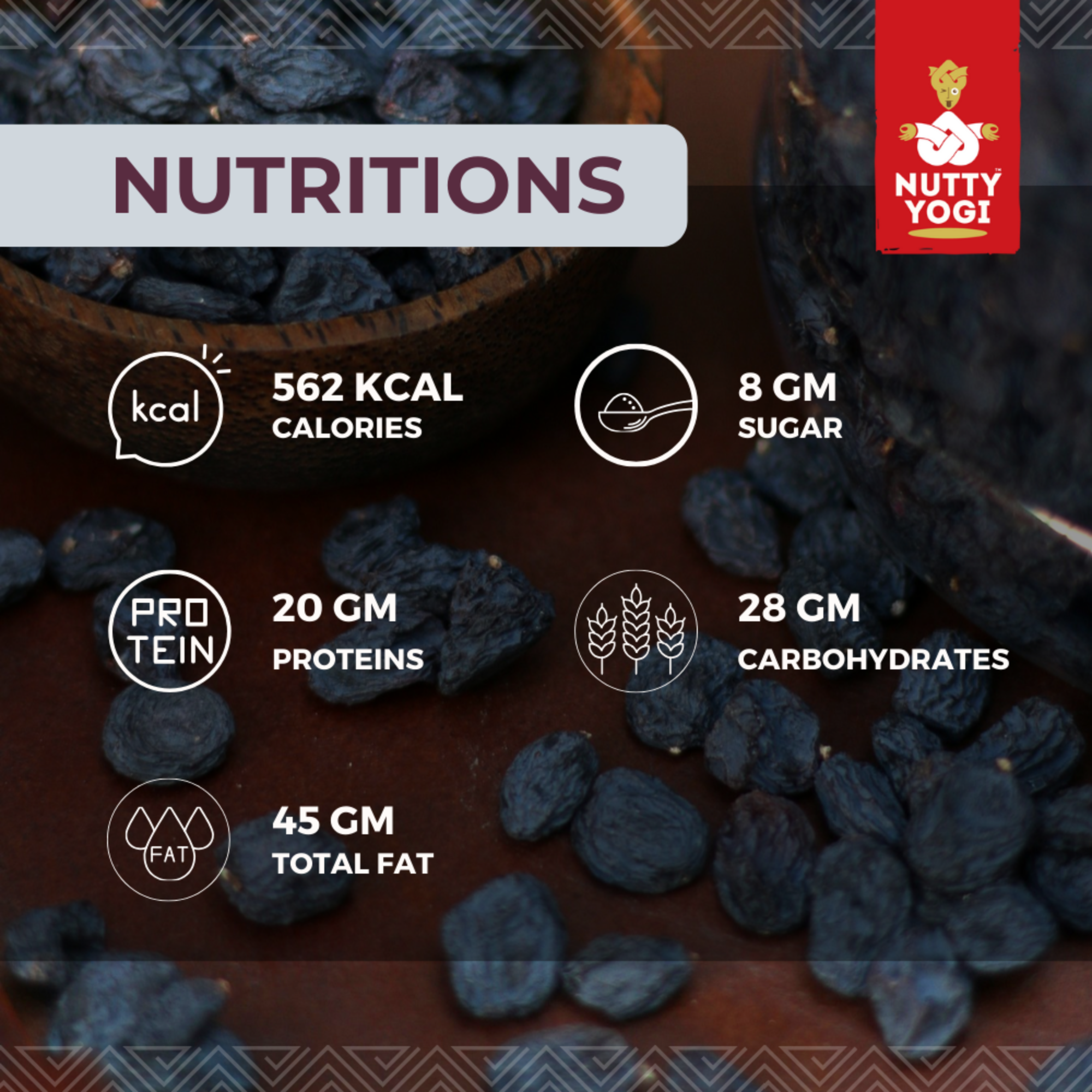 Nutty Yogi Black Persian Raisins | Seedless Kishmish | Naturally Contains Anti Oxidants - 100gm (Pack of 1)