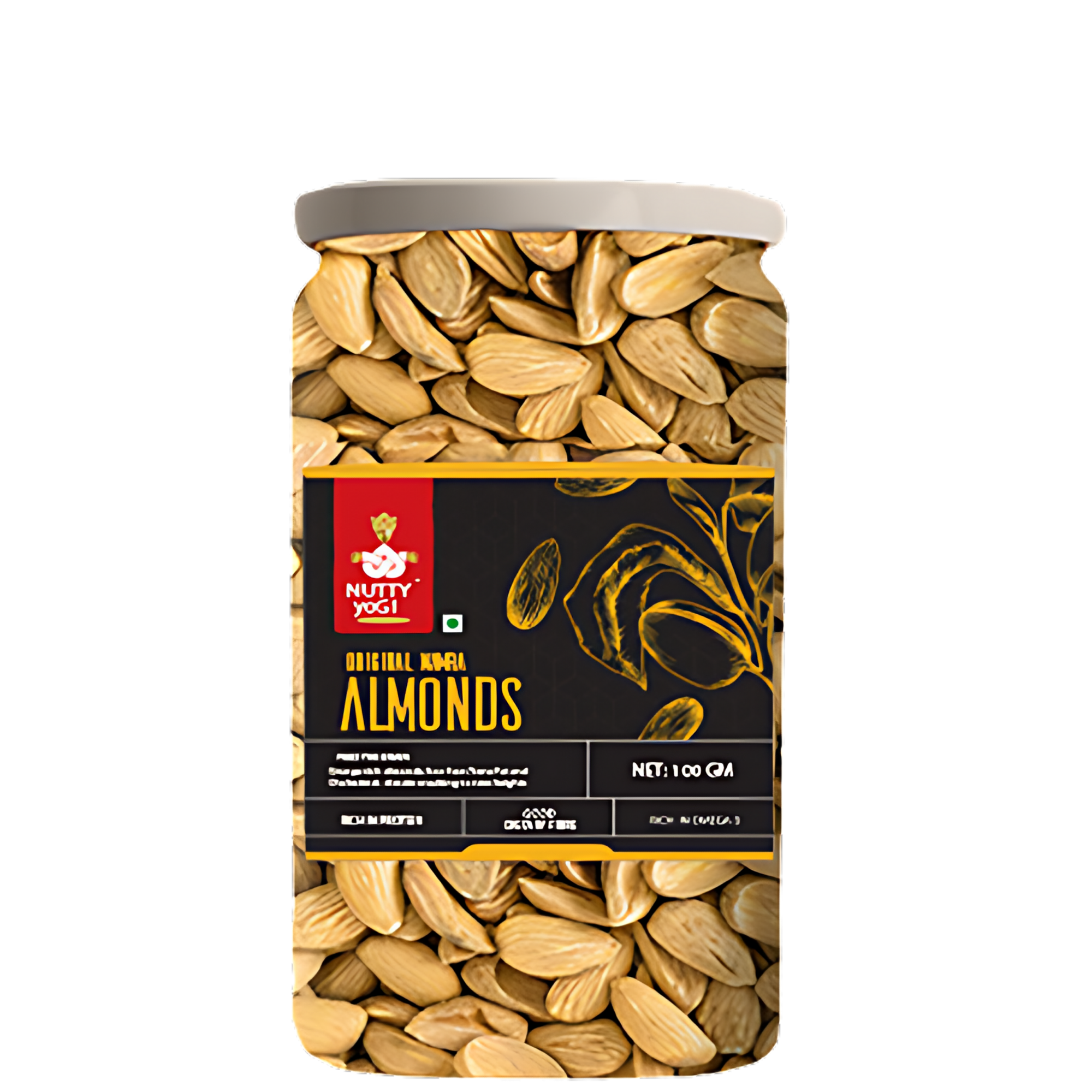 Nutty Yogi Mamra Almonds 100GM jar | No Additives | Gluten Free | Vegan | Non GMO | Nuts | Dry Fruits