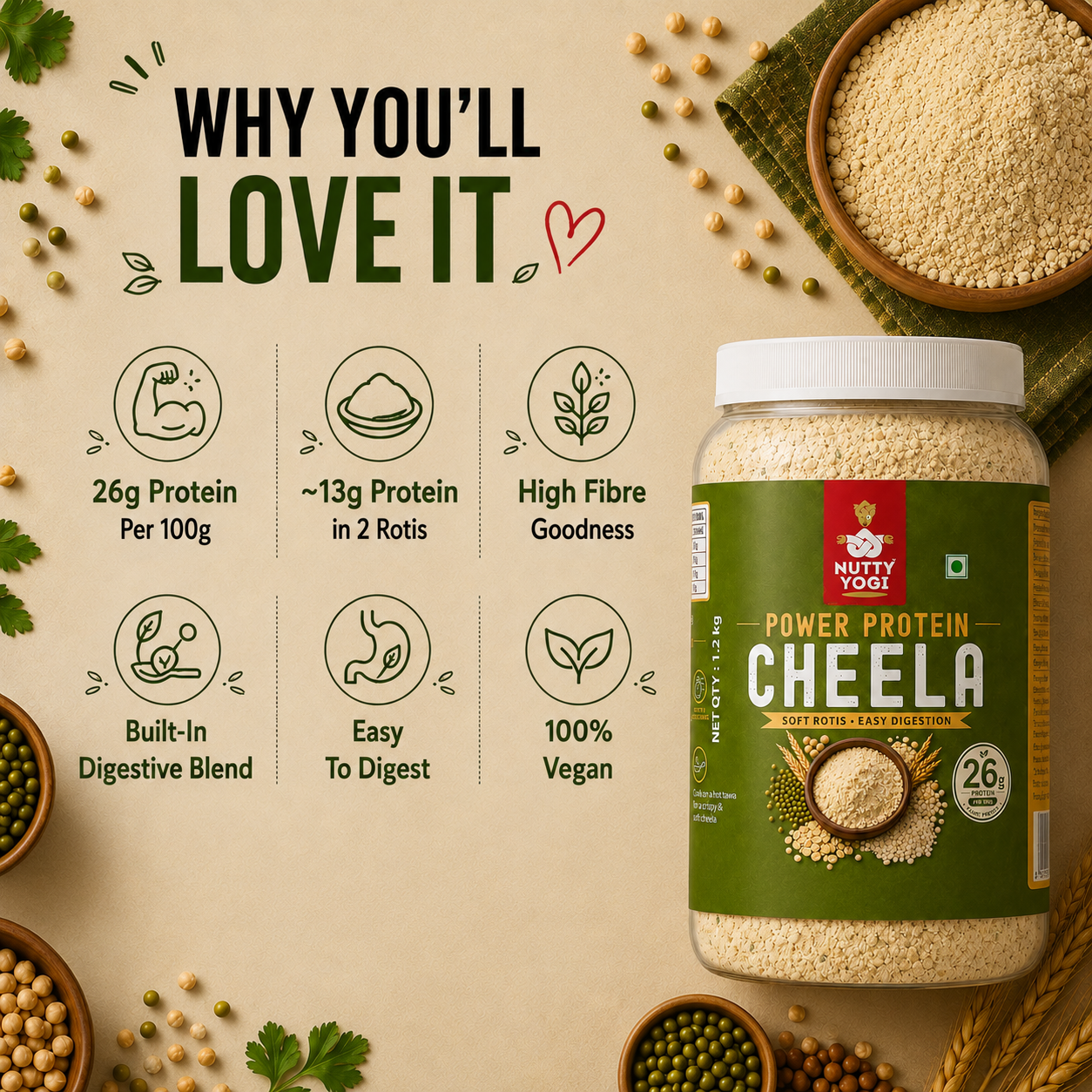 Nutty Yogi Power Protein Cheela
