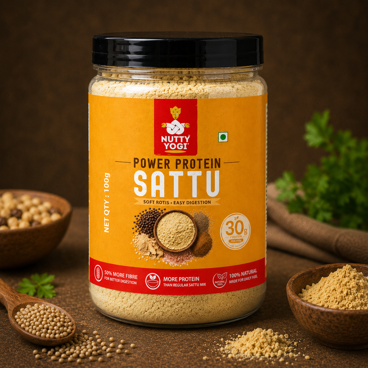 Nutty Yogi Power Protein Sattu Mix  | 30g Protein per 100g