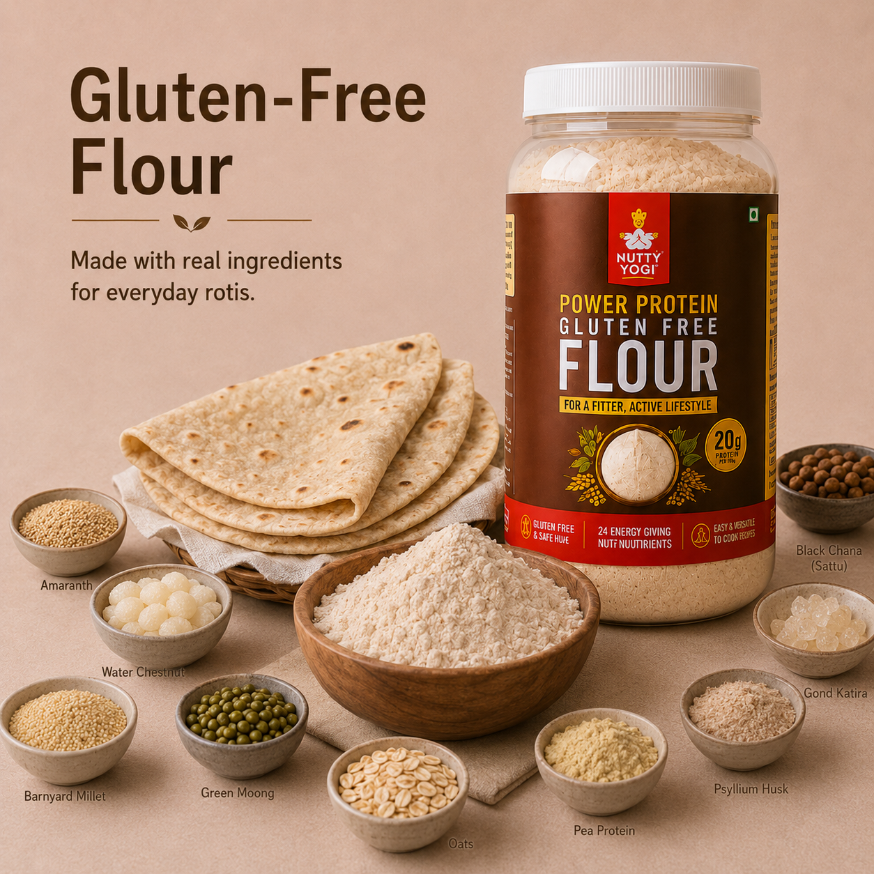 Nutty Yogi Power Protein Gluten Free Flour | 20g Protein per 100g
