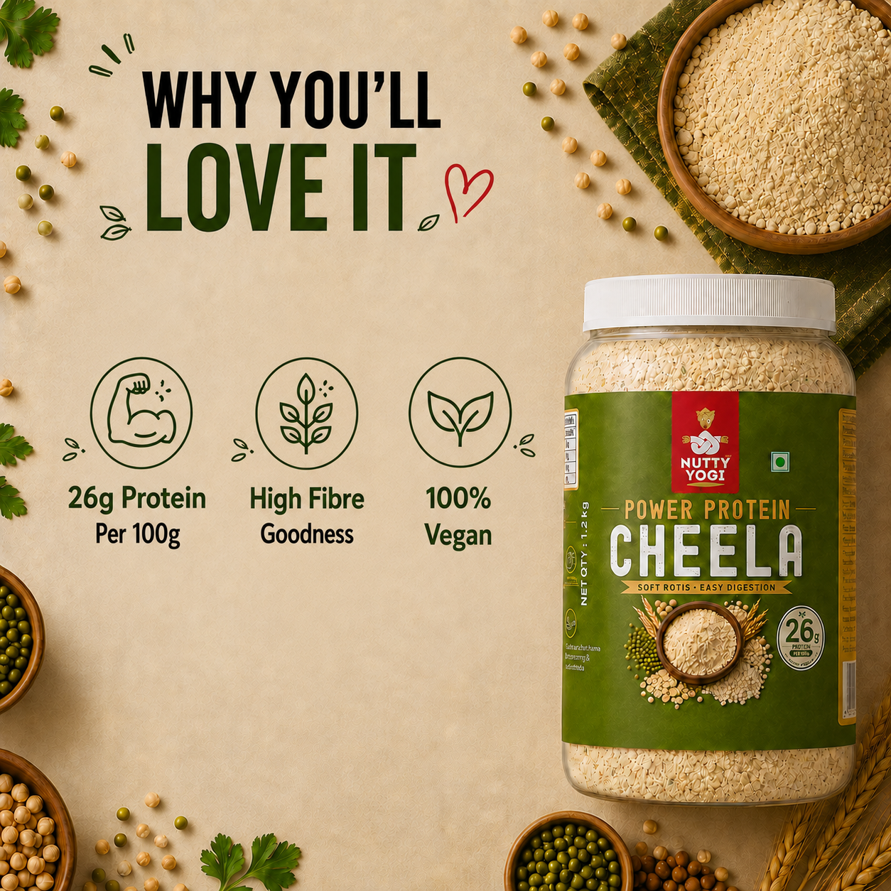 Nutty Yogi Power Protein Cheela | 26g Protein per 100g