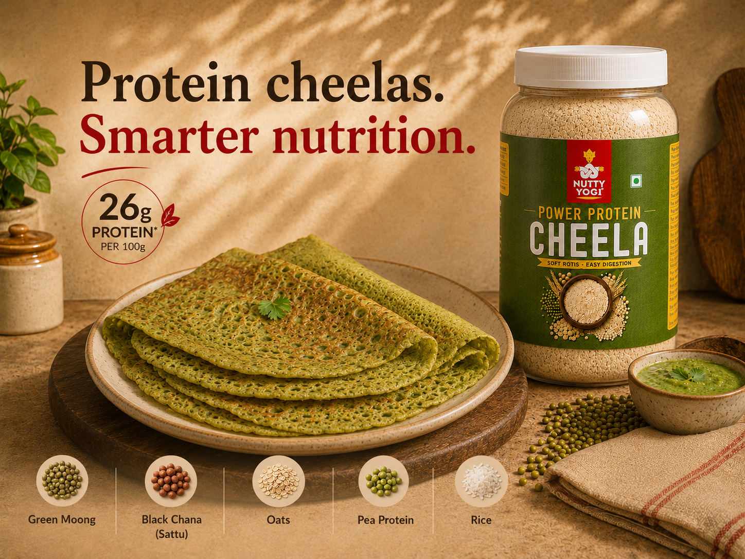 Nutty Yogi Power Protein Cheela | 26g Protein per 100g
