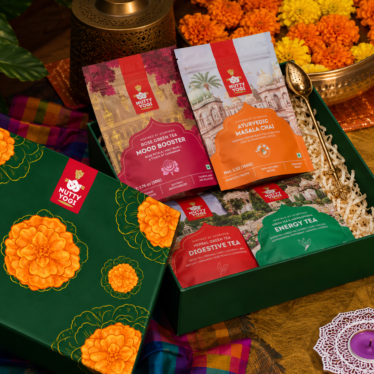 Custom Wellness Gift Box with Brass Tea Strainer