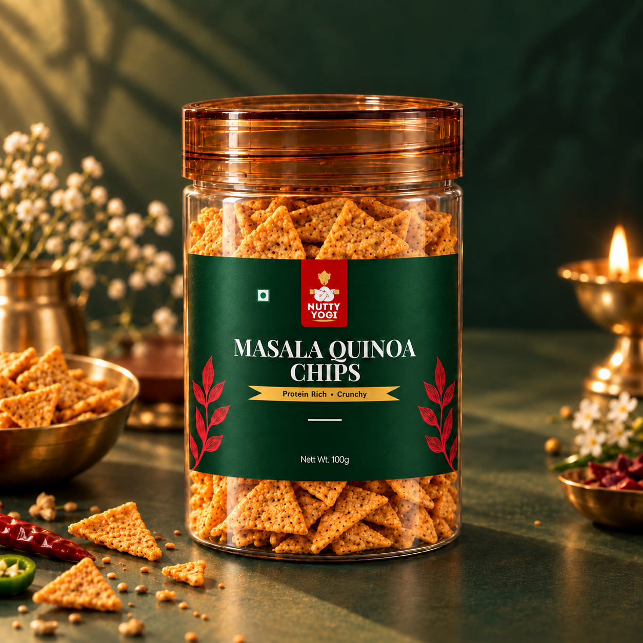 Nutty Yogi Festival Gift Snack Box for Family, Friends | Festive Gifting |Corporate Gifting I Healthy Snacks, Premium, Gift Hamper | 6 Snacks( Any 2 Chips, Any 2 Makhana, Any 2 Bhujiya)