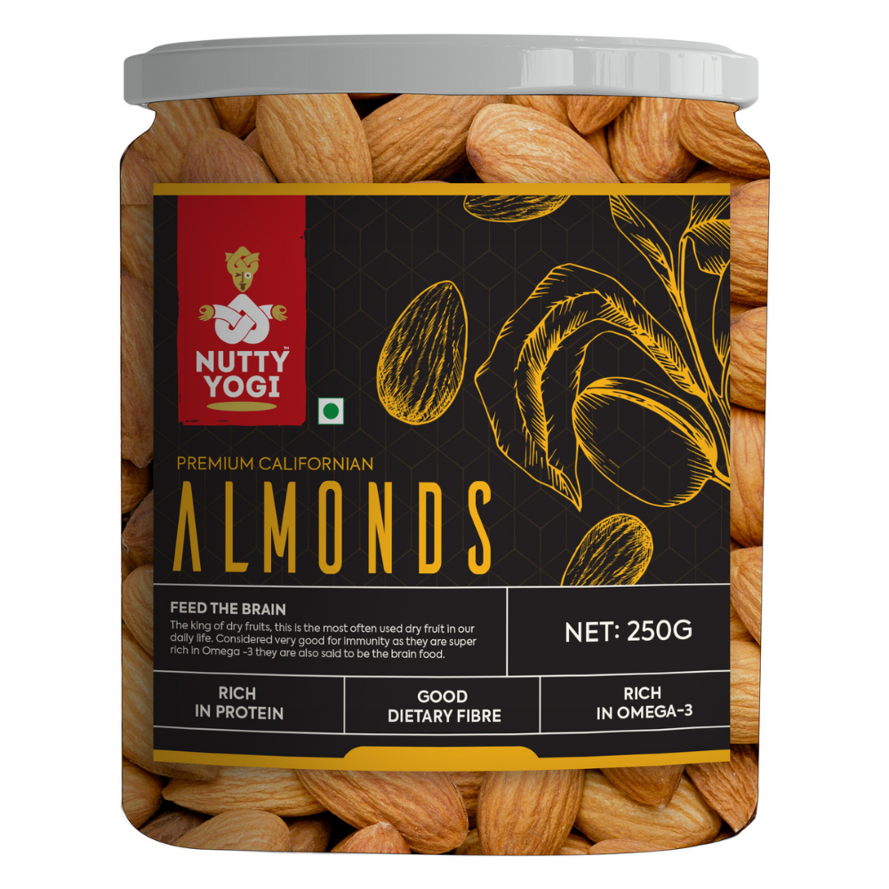 Nutty Yogi Healthy California Almonds, Whole, Food For The Brain; 250 Gm