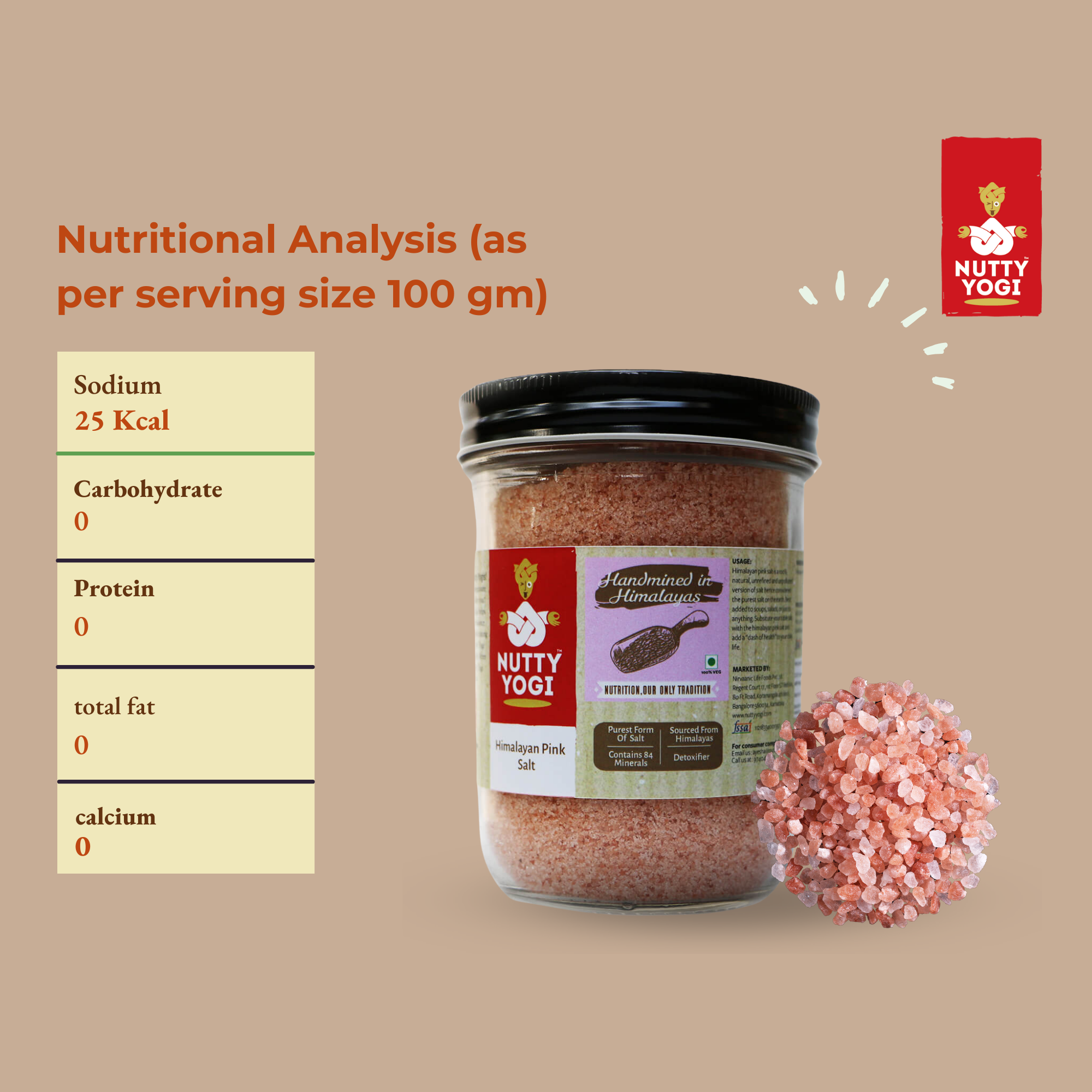 Nutty Yogi Himalayan Pink Salt 500 gm Jar