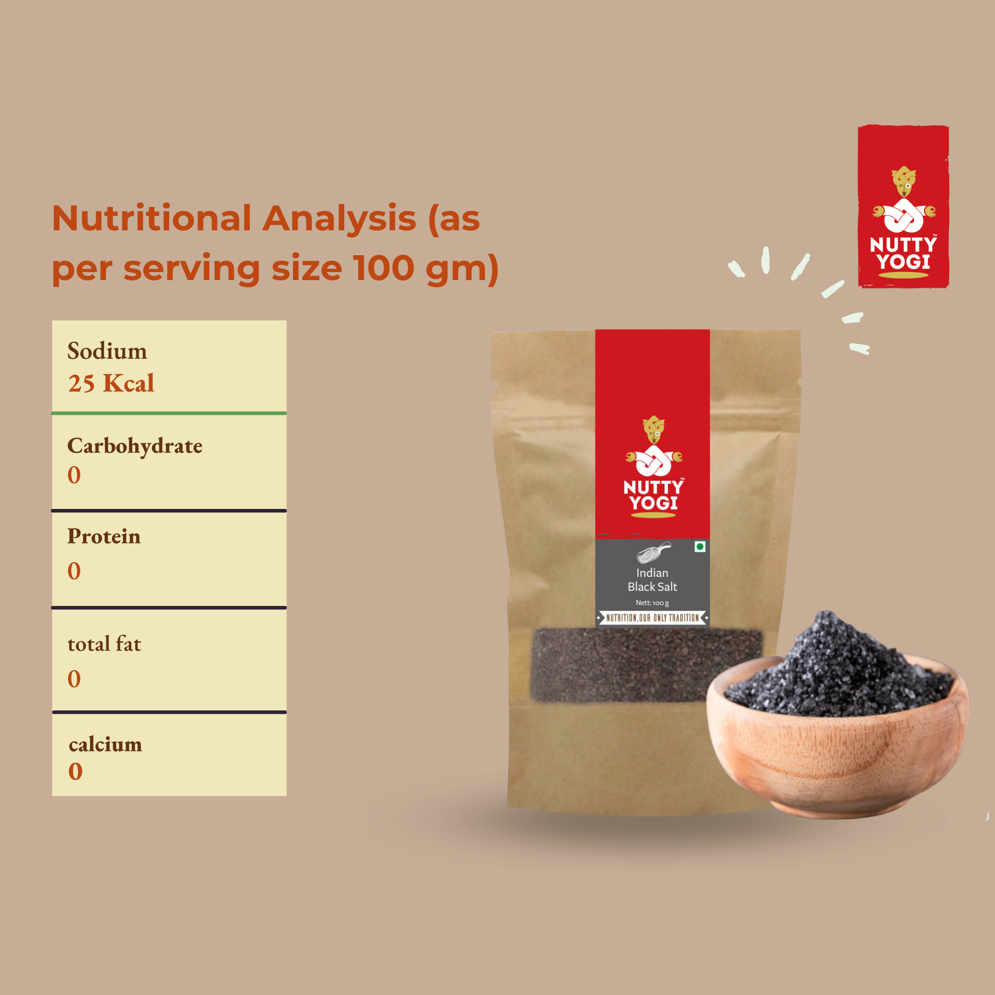 Nutty Yogi Black Salt Powder 100 gm