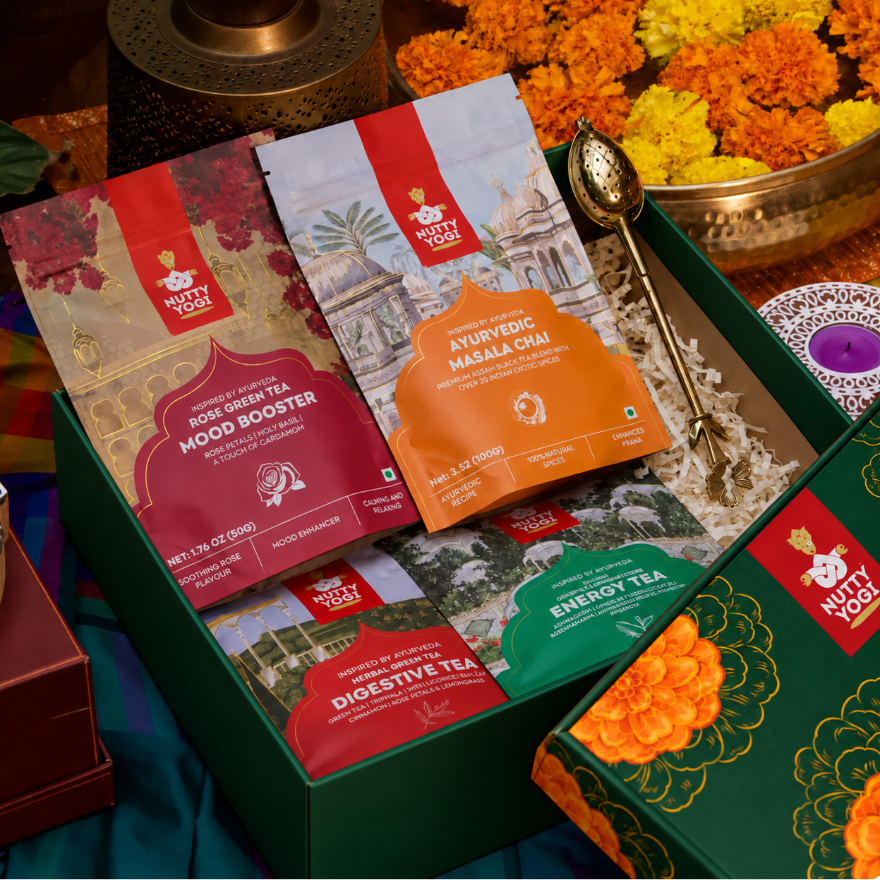 Custom Wellness Gift Box with Brass Tea Strainer