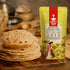 Nutty Yogi Gluten-Free Superlite Flour displayed beside freshly made rotis on a wooden board, highlighting a wholesome, gluten-free flour for everyday meals.