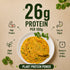 Cheela on a white plate with protein and health benefits text on a beige background