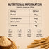 Nutritional information table with wheat and a bowl of flour on a beige background