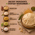 Nutty Yogi Gluten Free Power Protein Flour ingredients with Chapathi on a brown background