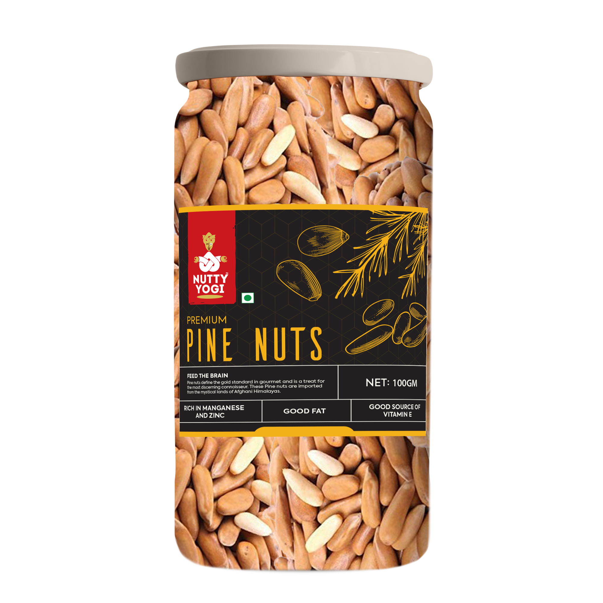 Nutty Yogi Premium Pine Nuts 100 gm (With Shell)