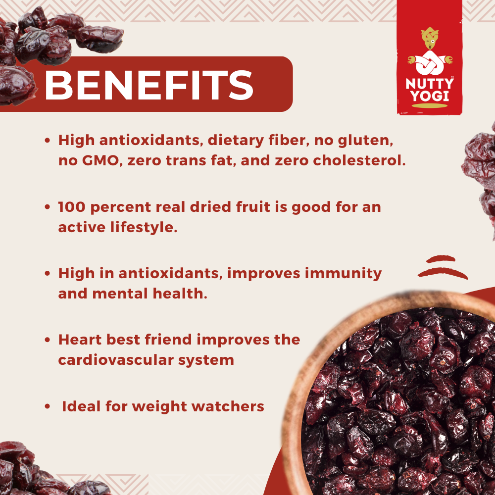 Nutty Yogi Cranberry 650g | Cranberry, Healthy Snack for kids and adults | High Nutrient and Antioxidant