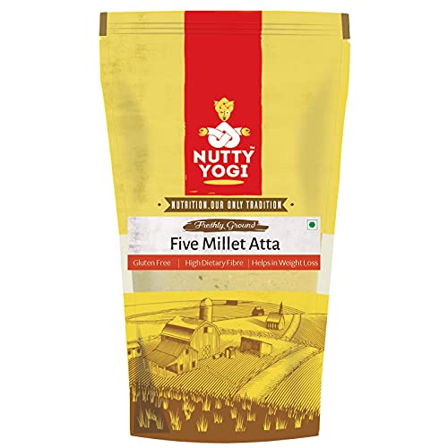 Nutty Yogi 5 Multi Millet Flour l Gluten & Grain-Free l Amaranth, Bajra, Foxtail Millet, Sorghum & Ragi Flour l Diet Food For Weight Loss l Mix In Atta To Make It Multigrain Atta - 800gm (Pack of 5)