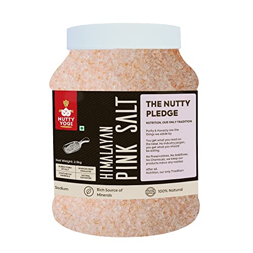 Nutty Yogi Himalayan Pink Salt Jar 2.5kgs | [for Healthy Cooking, Weight Loss & Salt Flush] (Natural Salt with Additive-Free, Gourmet Grade, Signature Quality)    INR₹36900INR₹369.0