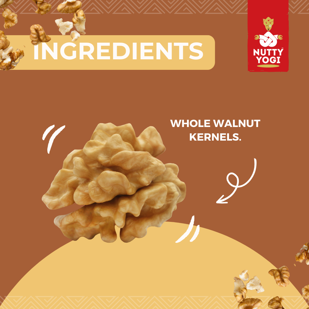 Nutty Yogi Walnuts Jar 800g| Premium Akrot Giri | Rich in Protein & Iron | Low Calorie Nut | 0g Trans Fat & Cholesterol Free