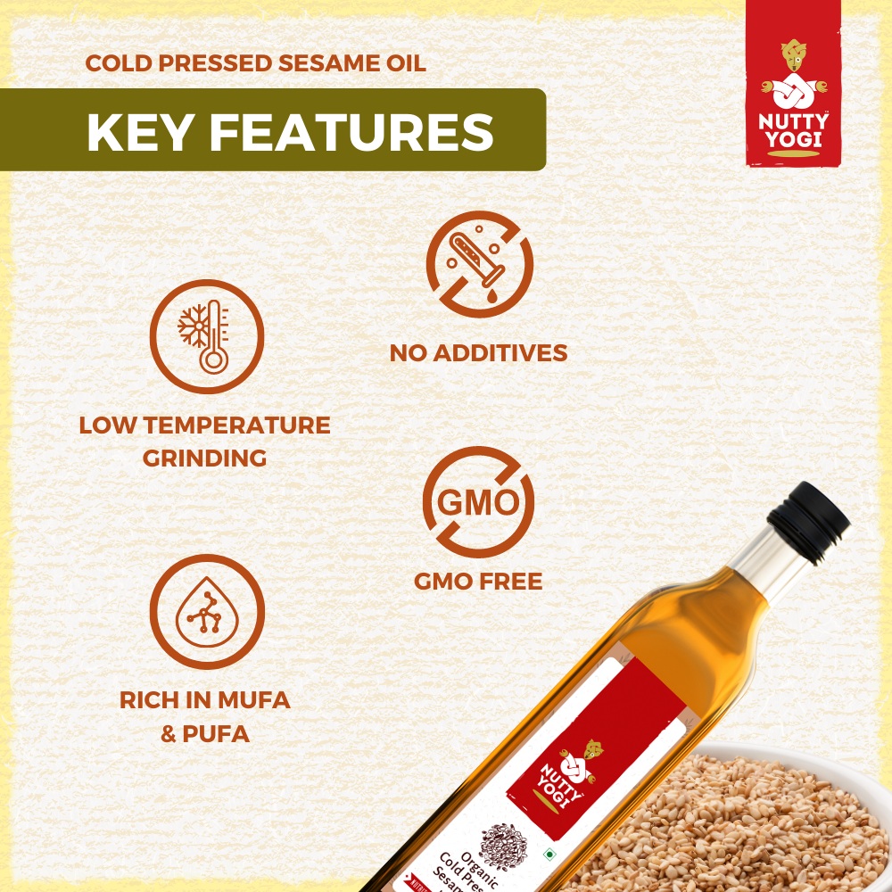 Nutty yogi organic cold pressed seaseme oil | Natural cooking oil | No additives 1 L