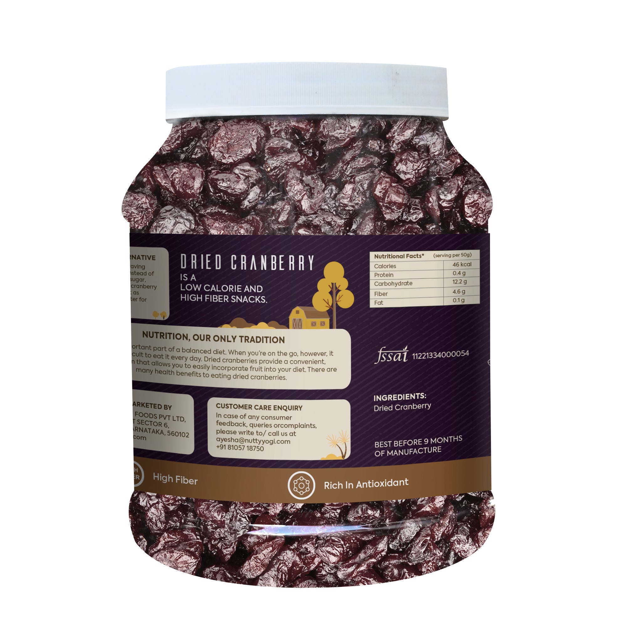 Nutty Yogi Cranberry 1.5kgs jar | Cranberry, Healthy Snack for kids and adults | High Nutrient and Antioxidant