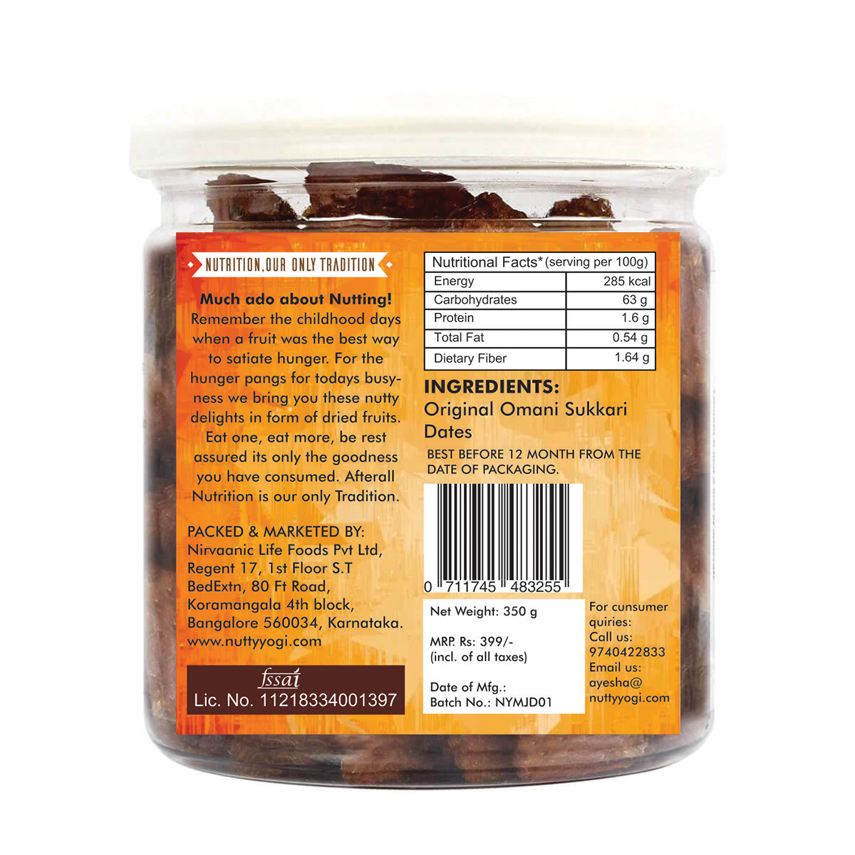 Nutty Yogi Omani Sukkari Dates 350 gm